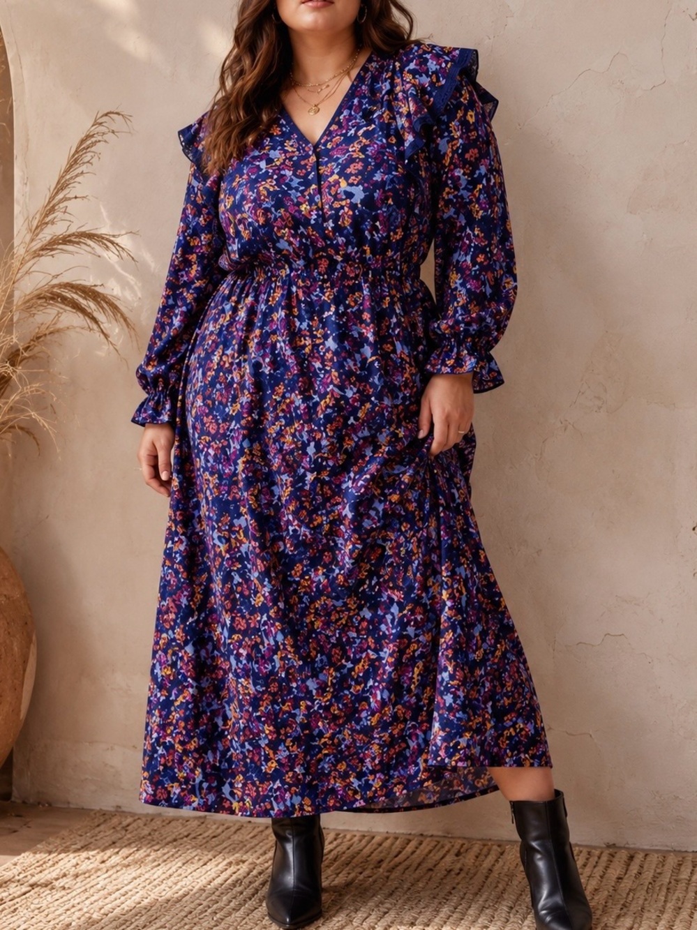 NWT Atelier Reve ‘Irlea’ Maxi Dress in “Medieval Navy Blue” Size 42 = U.S. XL